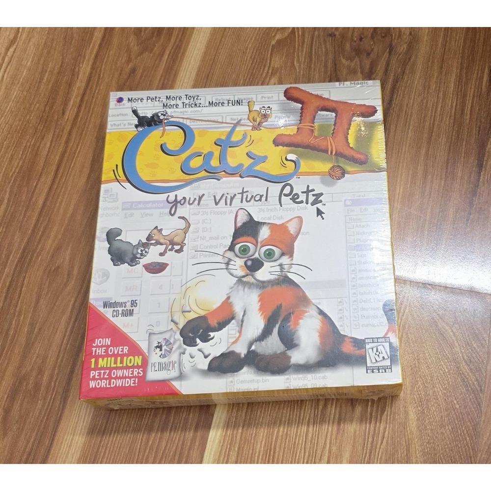 Catz II Your Virtual Petz PC Game New Sealed BIG BOX Windows 95‎ CD-ROM PF Magic